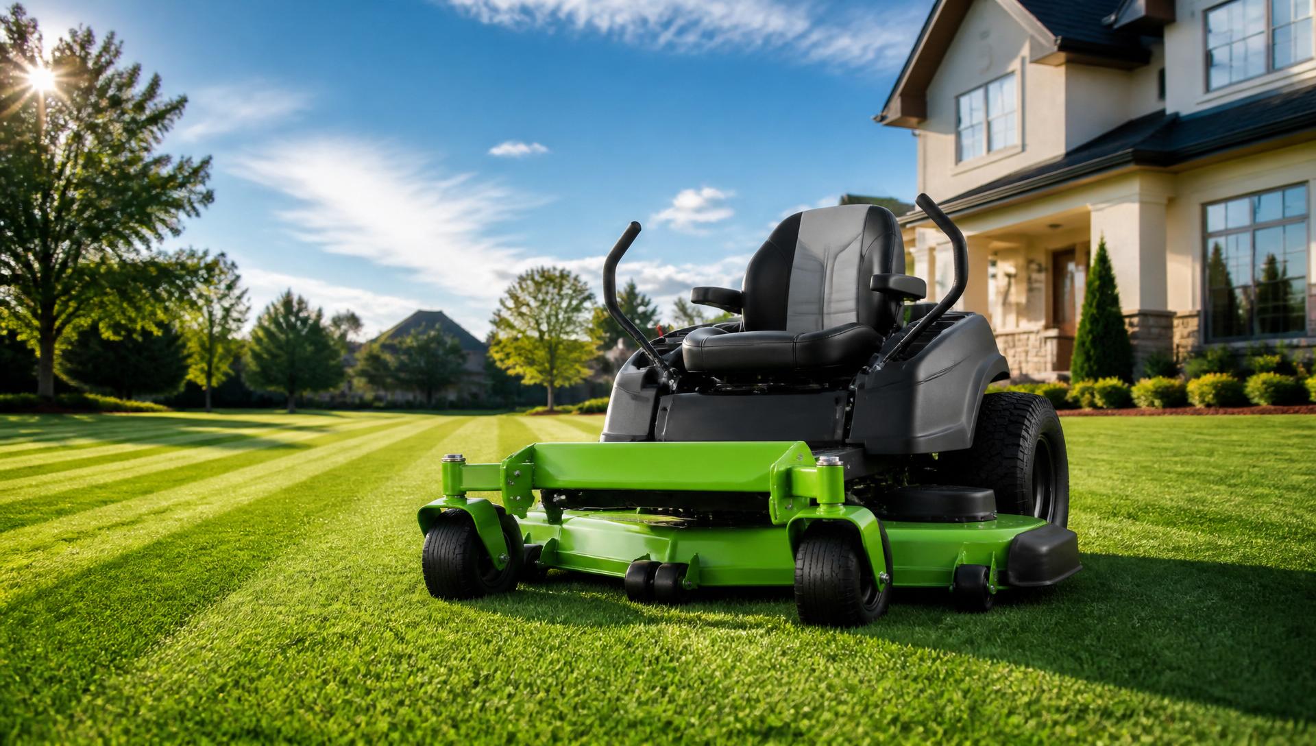 Premium riding mower on a perfectly striped lawn